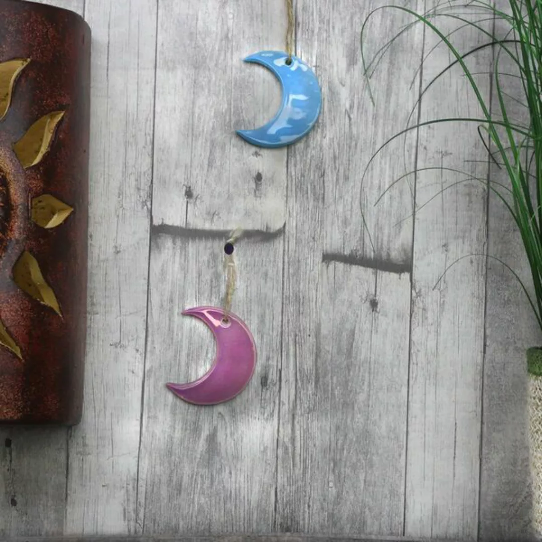 Wanddeko Aus Keramik Zum Aufhängen 2er Set Mond günstig online kaufen