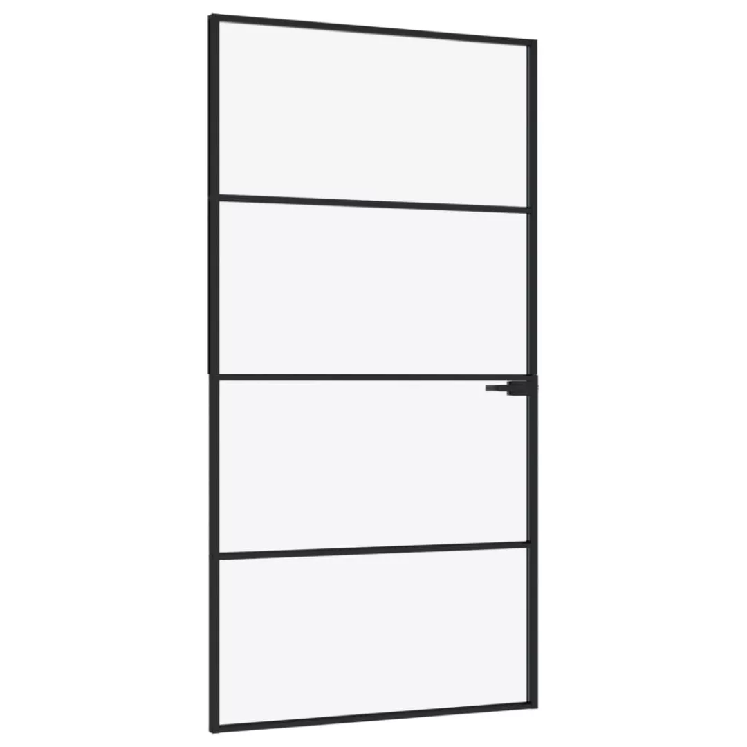 Vidaxl Innentür Schwarz 102x201,5 Cm Hartglas & Aluminium Schlank günstig online kaufen