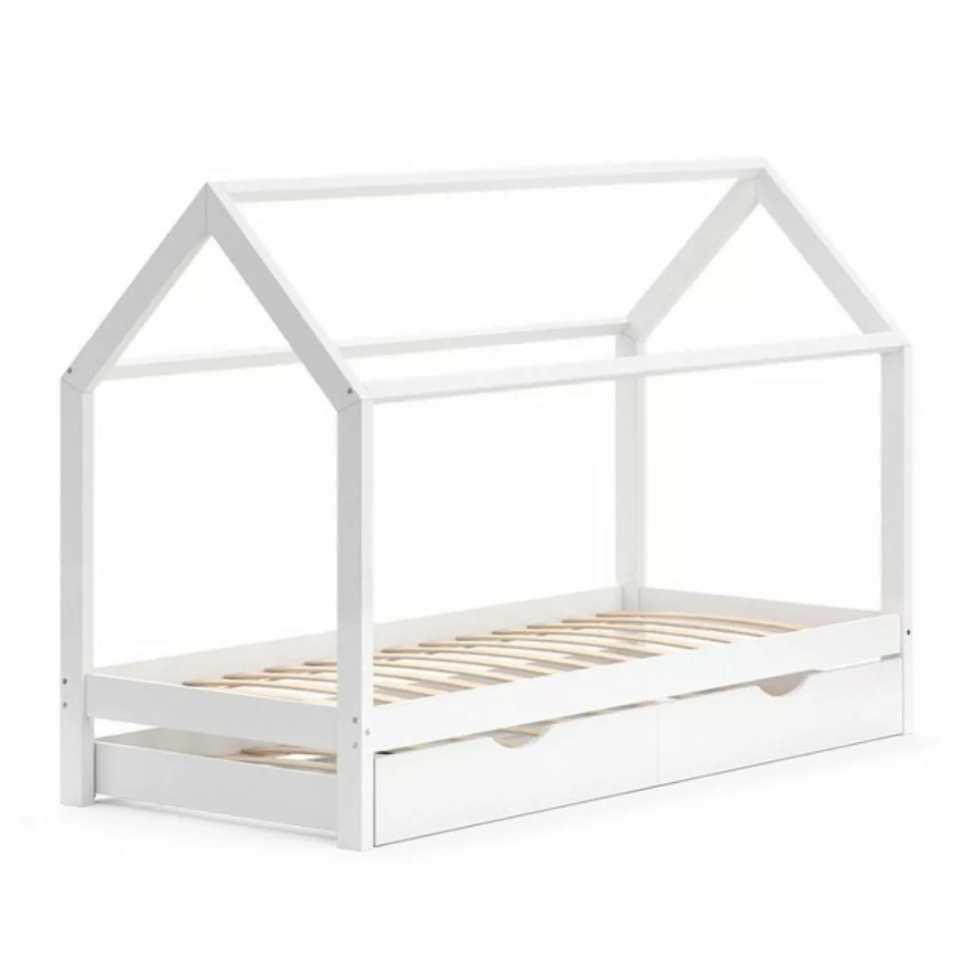 VitaliSpa® Kinderbett Hausbett Gästebett 90x200cm WIKI Weiß Schublade günstig online kaufen