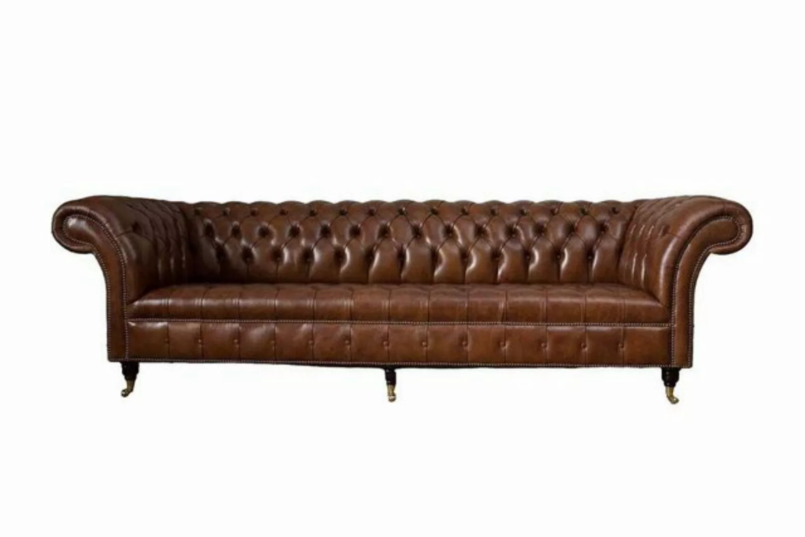 JVmoebel 4-Sitzer Ledersofa Chesterfield 4 Sitzer Polster Luxus 100% Leder günstig online kaufen