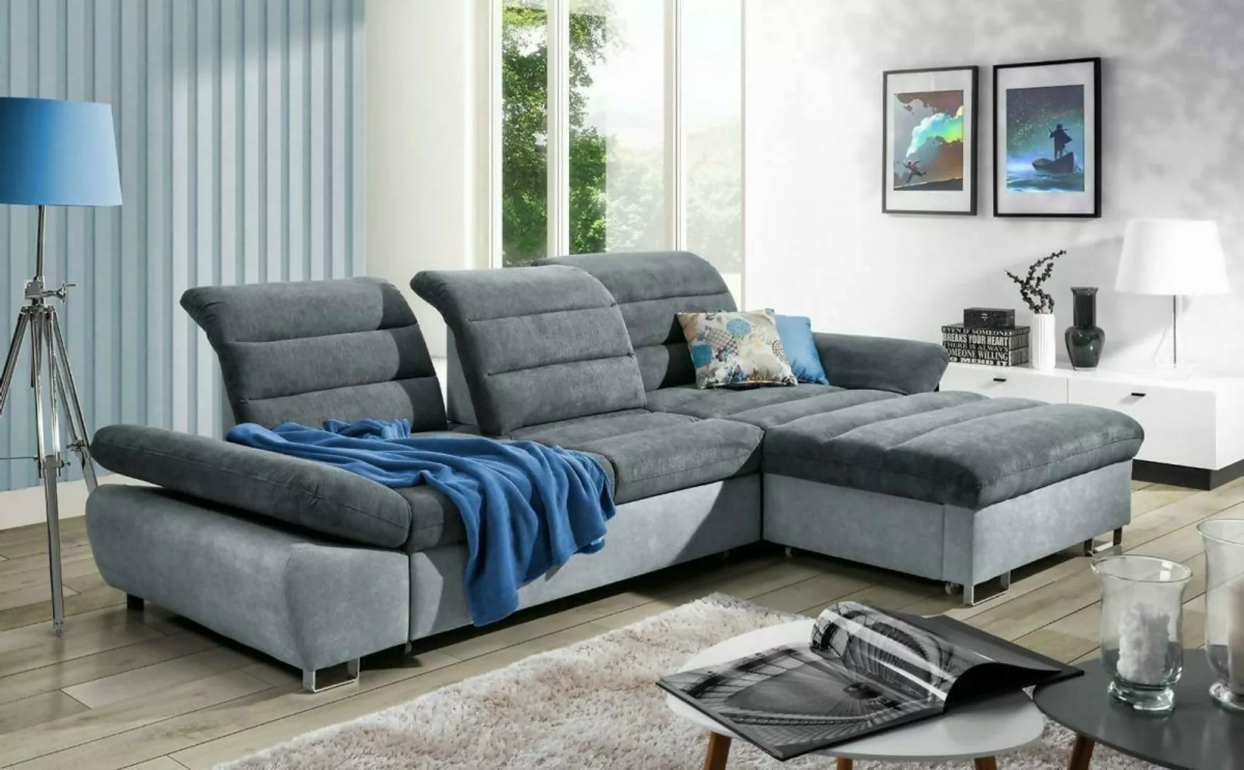 JVmoebel Ecksofa, Ecksofa L-Form Sofa Wohnlandschaft Polster Bettfunktion D günstig online kaufen