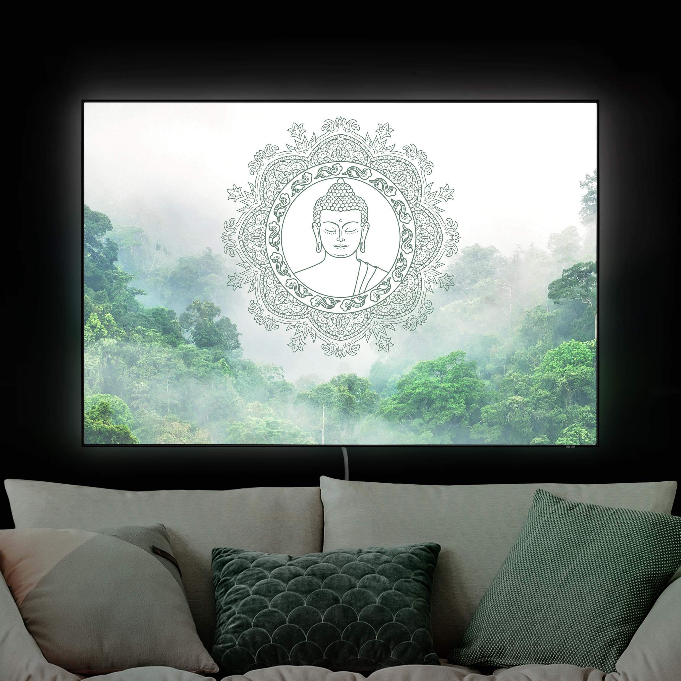 LED-Wechselbild Buddha Mandala im Nebel günstig online kaufen