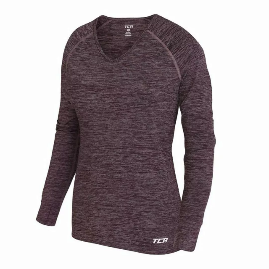 TCA Langarmshirt Damen Laufshirt V-Ausschnitt Langarm TCA - Lila (1-tlg) günstig online kaufen