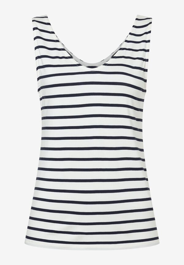 V-Neck Top, ecru/marine, Frühjahrs-Kollektion günstig online kaufen