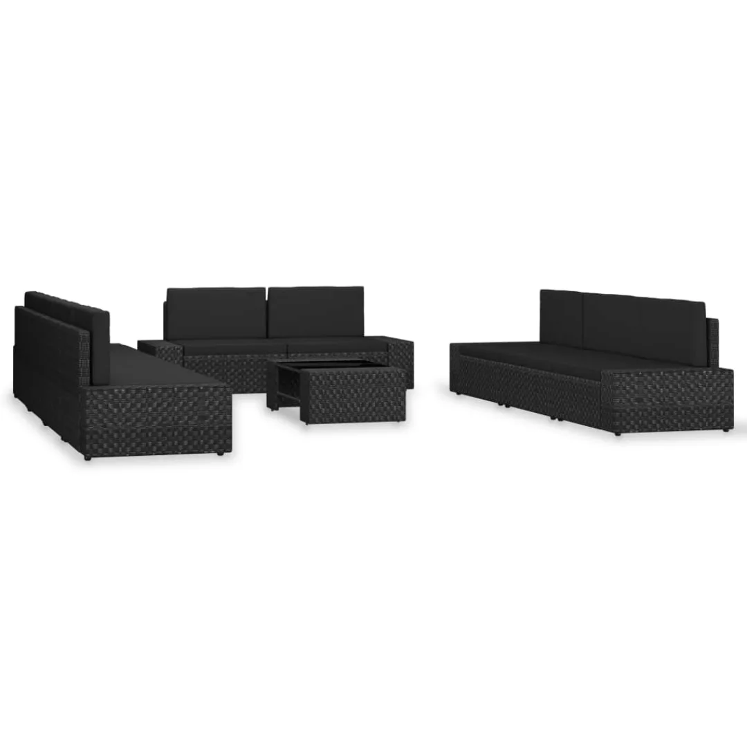 10-tlg. Garten-lounge-set Poly Rattan Schwarz günstig online kaufen