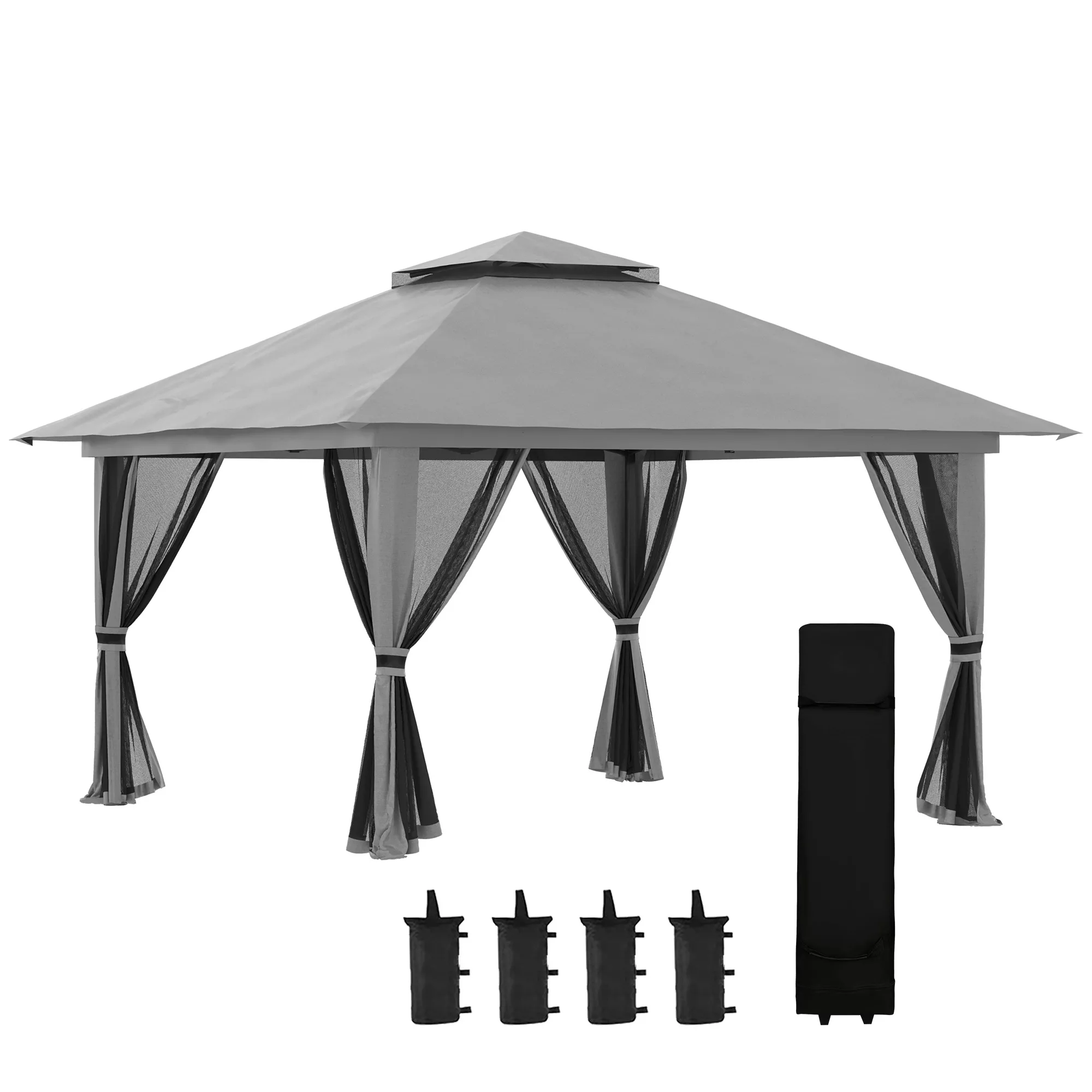 Outsunny Faltpavillon dunkelgrau Stoff B/H/L: ca. 392x283x392 cm günstig online kaufen