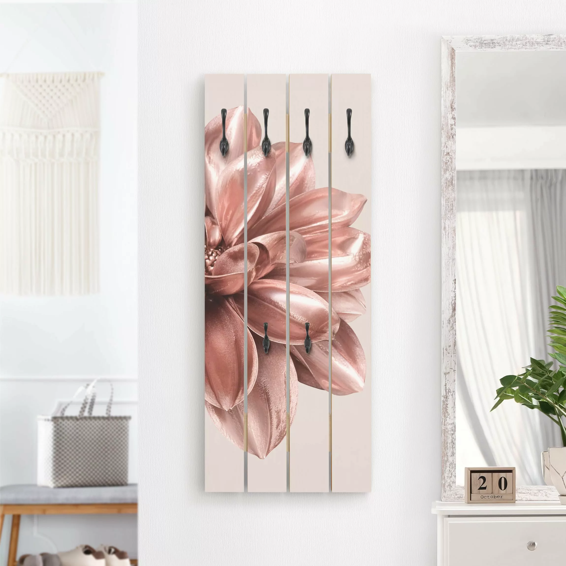 Wandgarderobe Rosegoldene Dahlie in Metallic günstig online kaufen