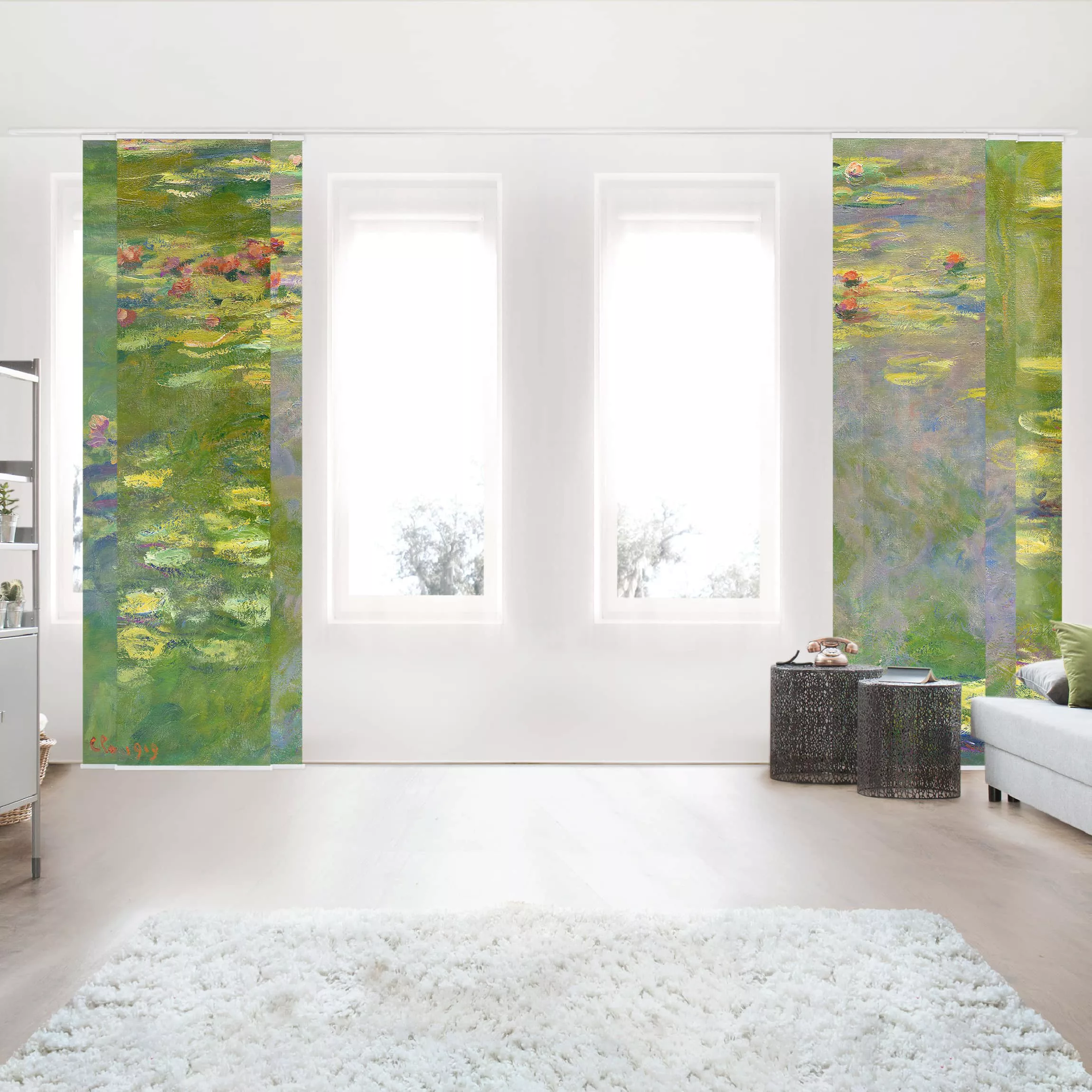 Schiebegardinen Set Botanik & Tropical Claude Monet - Grüne Seerosen günstig online kaufen