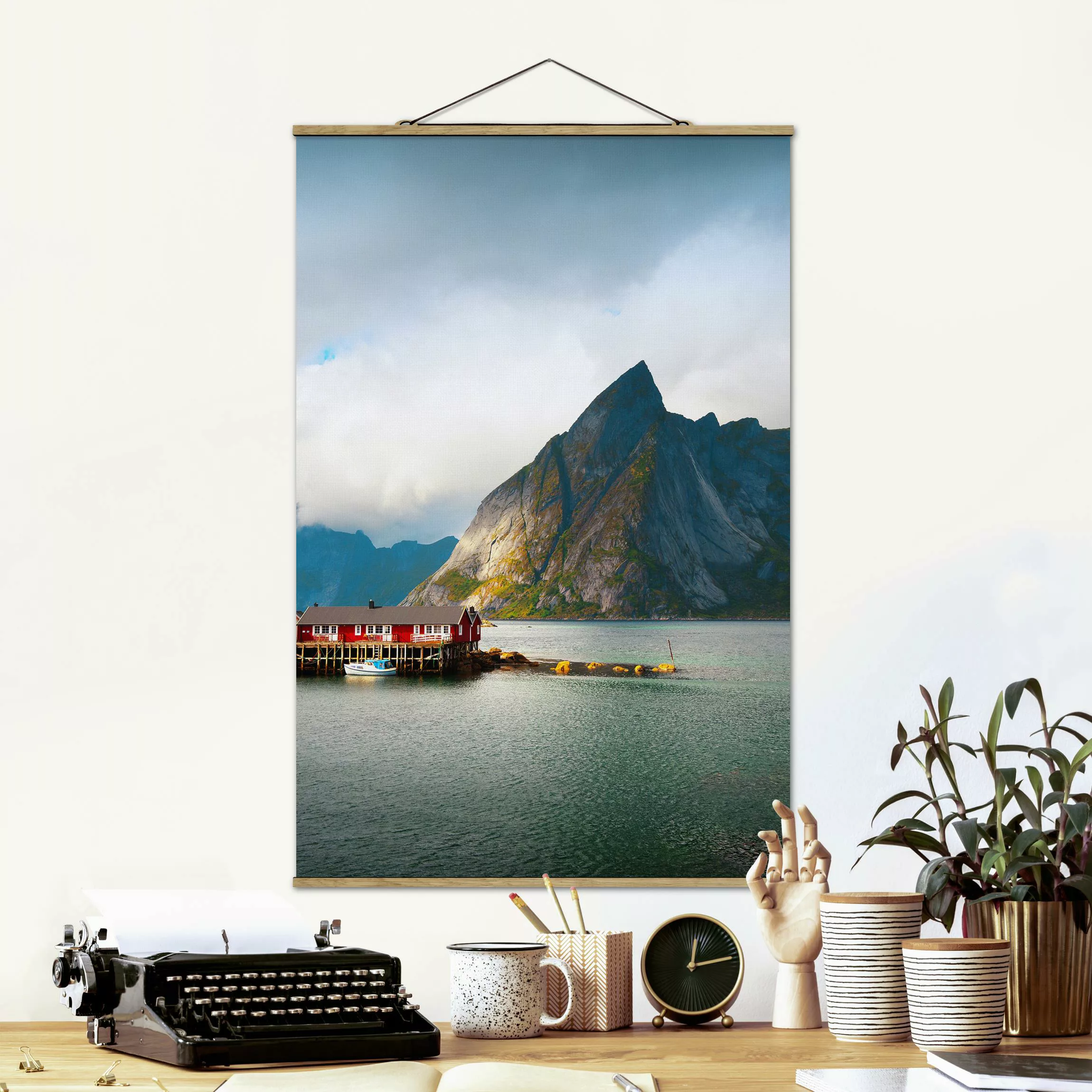 Stoffbild mit Posterleisten Fischerhaus in Schweden günstig online kaufen