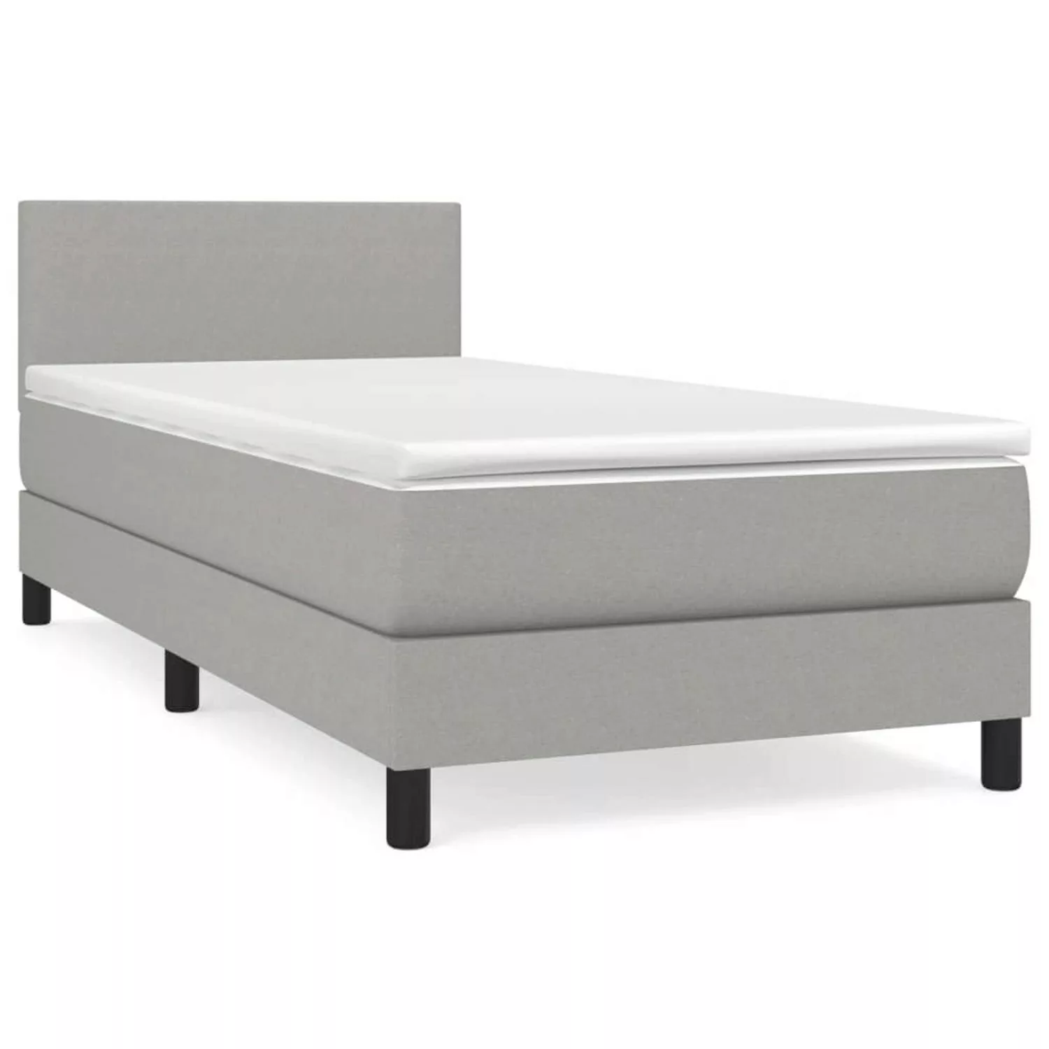 vidaXL Boxspringbett Boxspringbett mit Matratze Hellgrau 90x200 cm Stoff Be günstig online kaufen