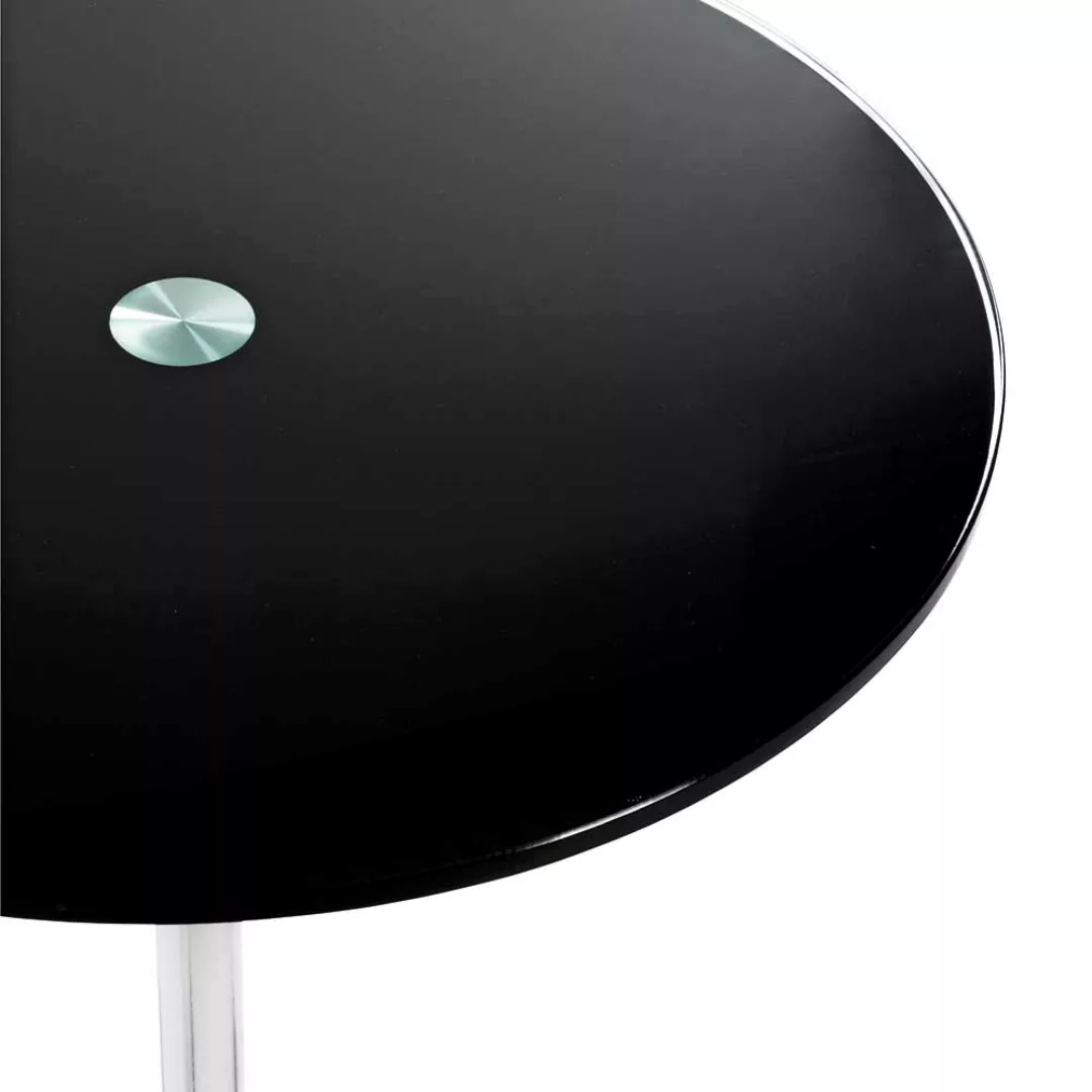 Kleiner Glas Tisch mit runder Tischplatte Gestell verchromt günstig online kaufen