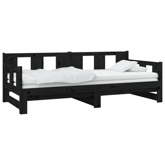 furnicato Bett Tagesbett Ausziehbar Schwarz Massivholz Kiefer 2x(90x200) cm günstig online kaufen