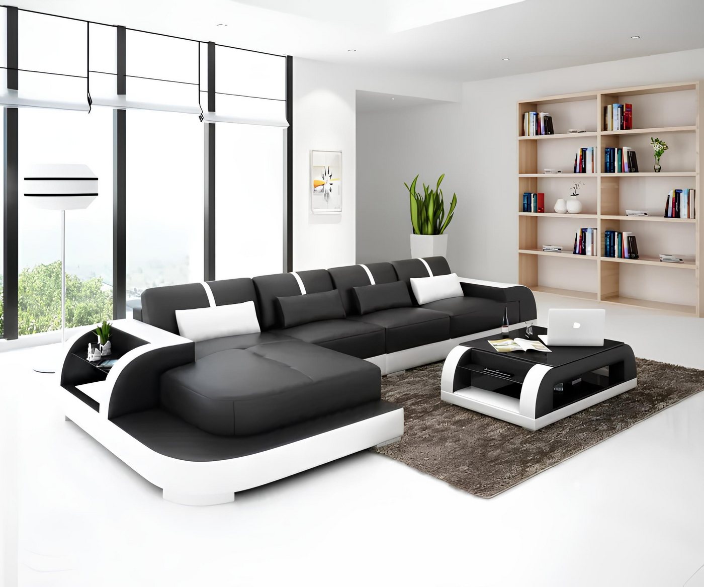 Xlmoebel Ecksofa Ledersofa Eckcouch für das Wohnzimmer mit stilvollem Desig günstig online kaufen