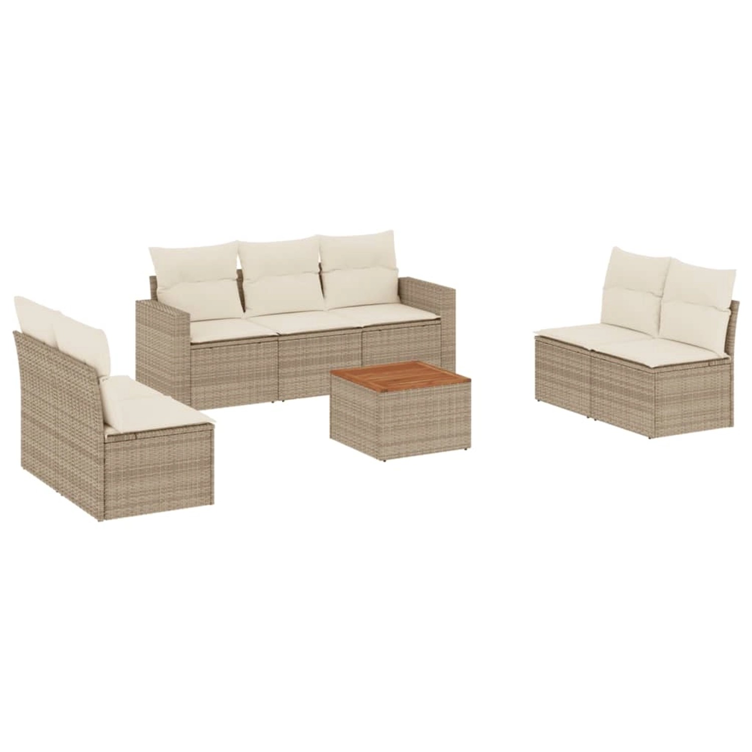 vidaXL 8-Tlg Garten-Sofagarnitur mit Kissen Beige Poly Rattan 3256408 günstig online kaufen