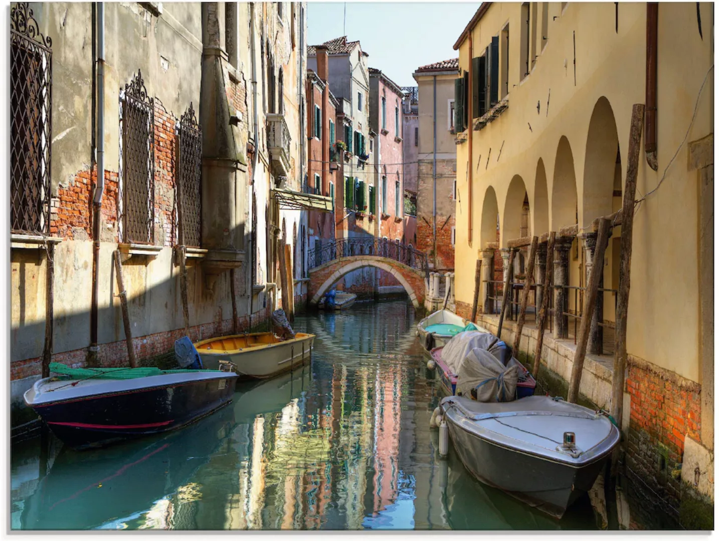 Artland Glasbild "Boote auf Kanal in Venedig", Italien, (1 St.) günstig online kaufen