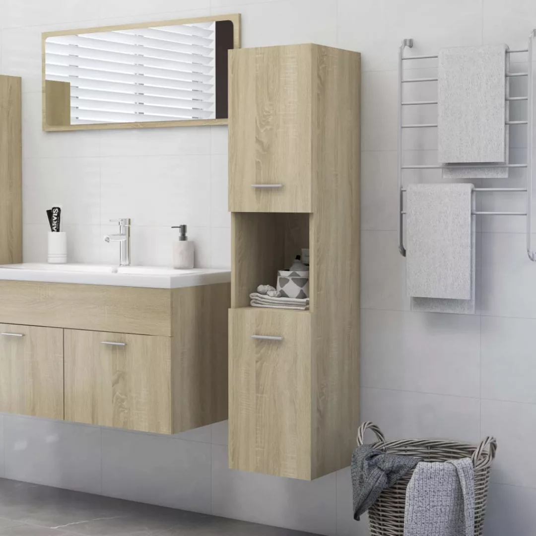 Badezimmerschrank Sonoma-eiche 30x30x130 Cm Spanplatte günstig online kaufen