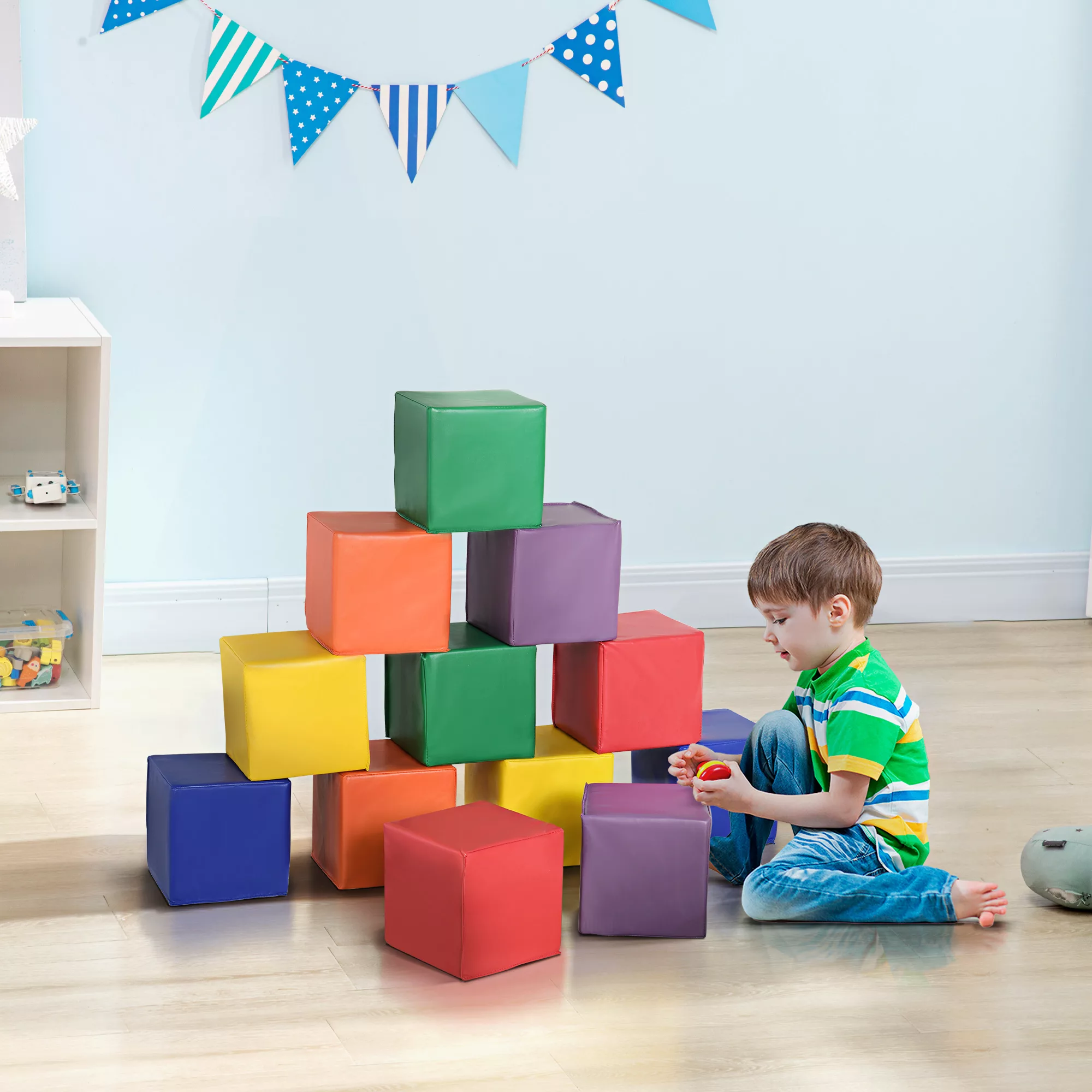 HOMCOM Bausteine für Kinder  12er-Set Schaumstoff-Bauklötze, Bauspielzeug, günstig online kaufen