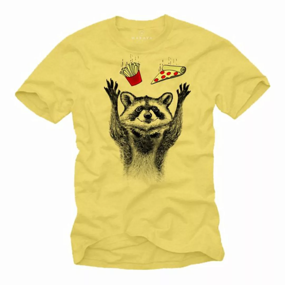 MAKAYA T-Shirt Waschbär Motiv Pizza Pommes Burger Grill BBQ Tiermotiv Tiere günstig online kaufen