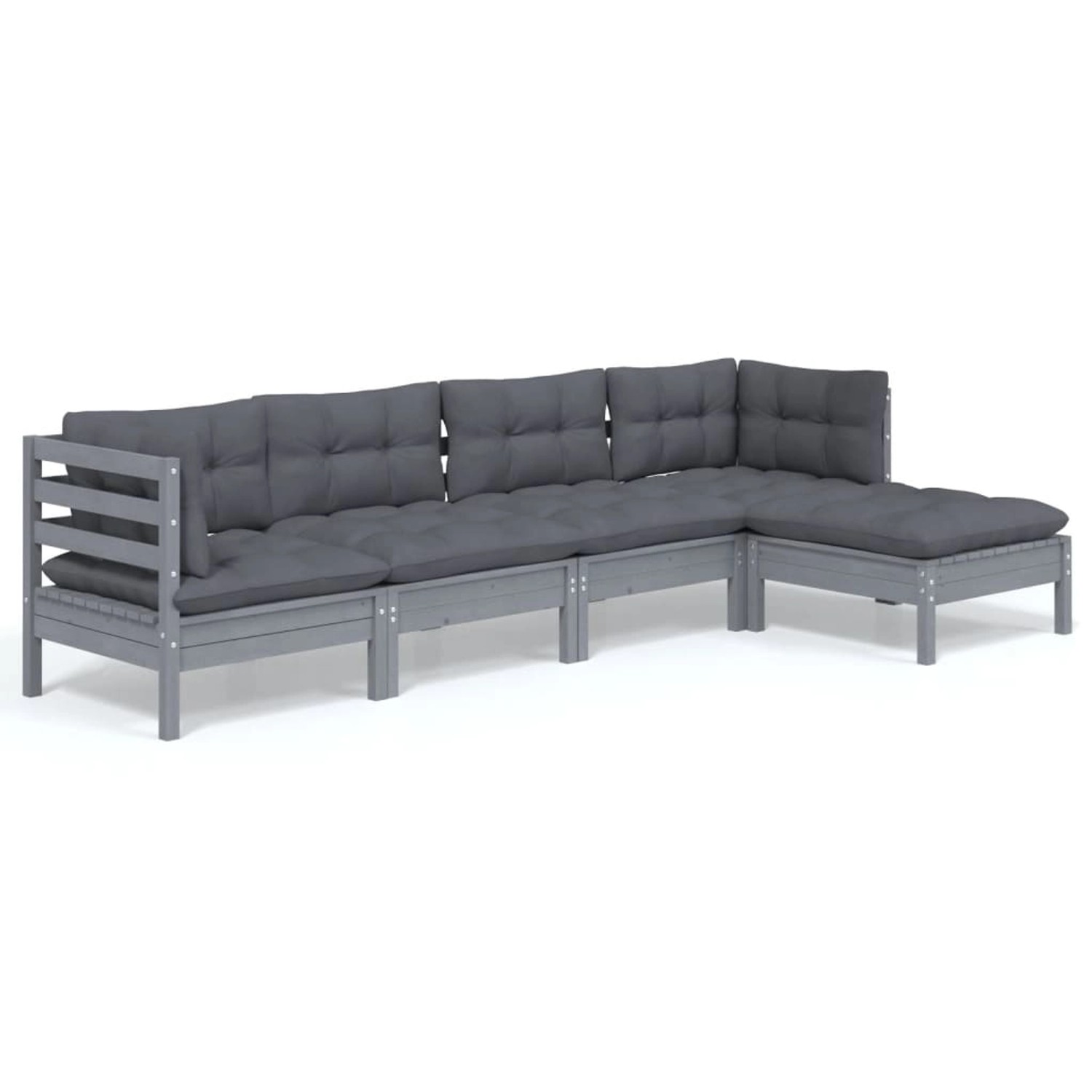 vidaXL 5-tlg Garten-Lounge-Set mit Kissen Grau Kiefernholz Modell 6 günstig online kaufen