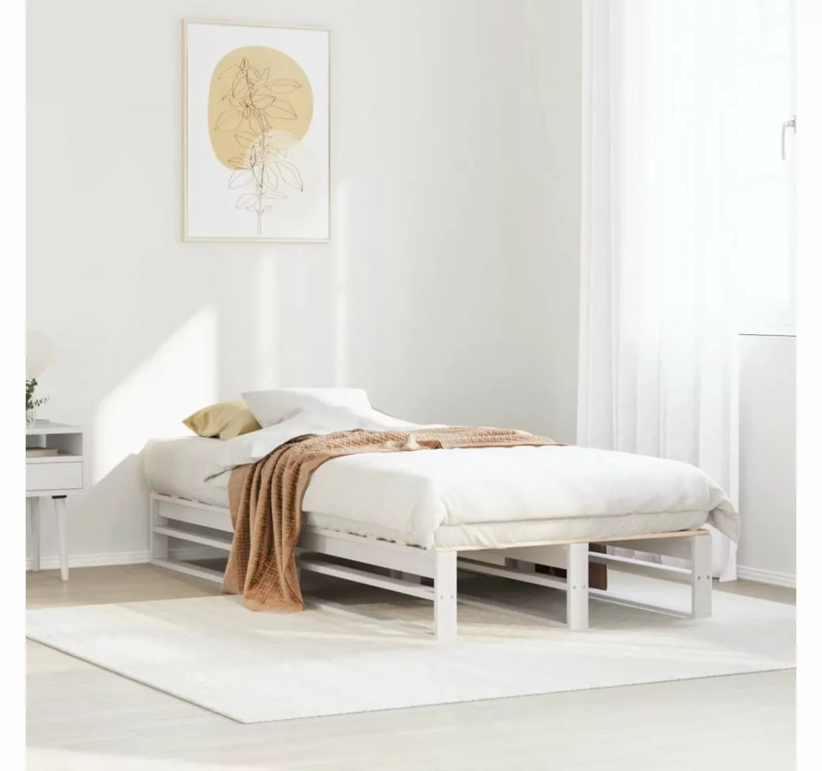 vidaXL Bett Massivholzbett ohne Matratze Weiß 75x190 cm Kiefernholz günstig online kaufen