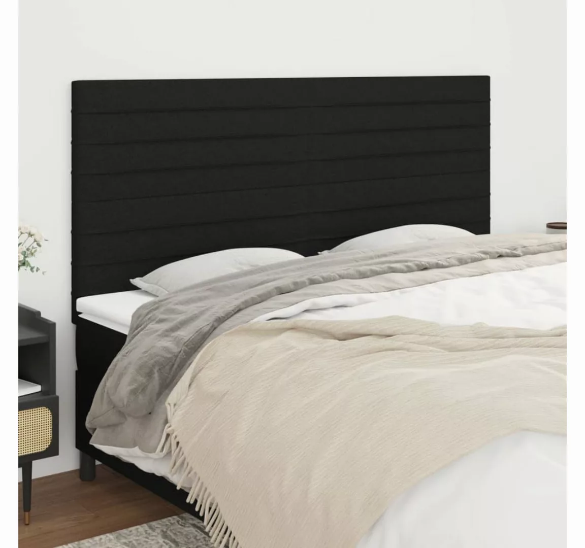 vidaXL Bett, Kopfteile 4 Stk. Schwarz 100x5x78/88 cm Stoff günstig online kaufen