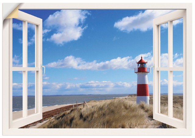 Artland Wandbild "Fensterblick - Leuchtturm Sylt", Fensterblick, (1 St.), a günstig online kaufen