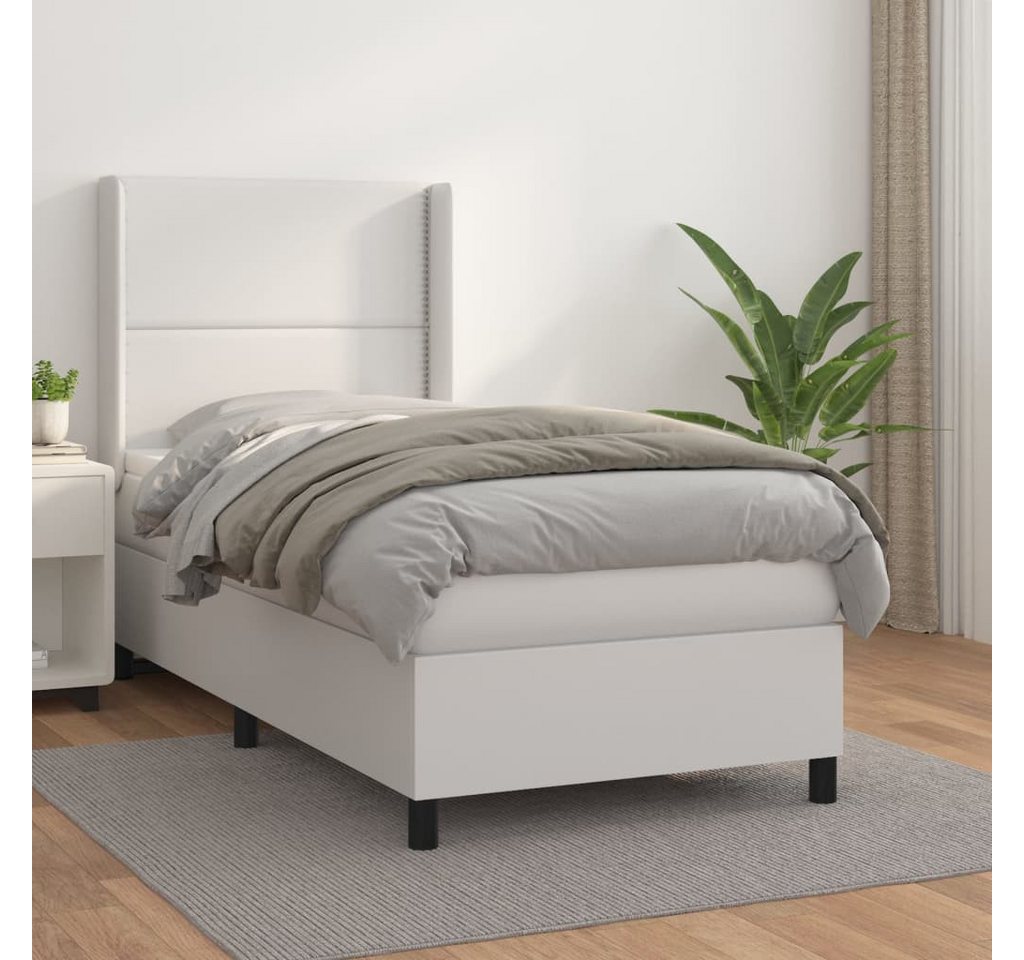 vidaXL Boxspringbett, Boxspringbett mit Matratze Weiß 100x200 cm Kunstleder günstig online kaufen