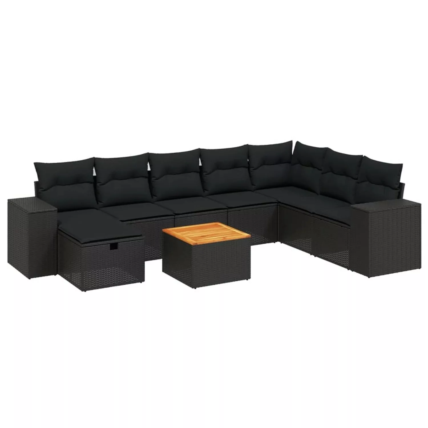 vidaXL 9-tlg Garten-Sofagarnitur mit Kissen Schwarz Poly Rattan Modell 109 günstig online kaufen