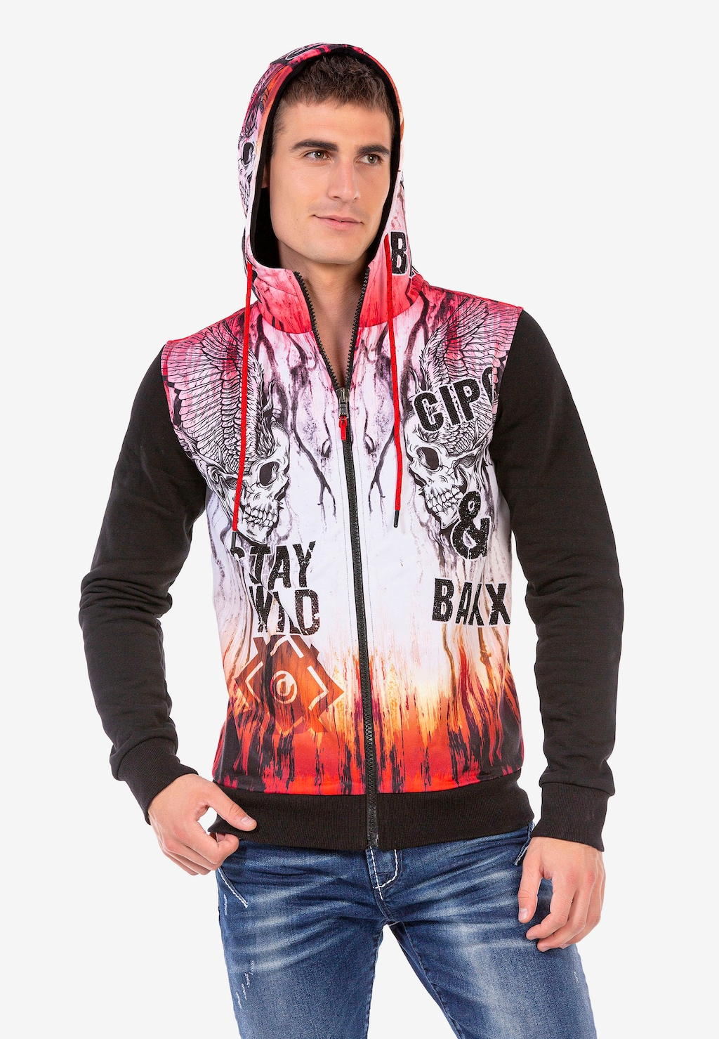 Cipo & Baxx Sweatjacke, mit coolen Totenkopf-Prints günstig online kaufen