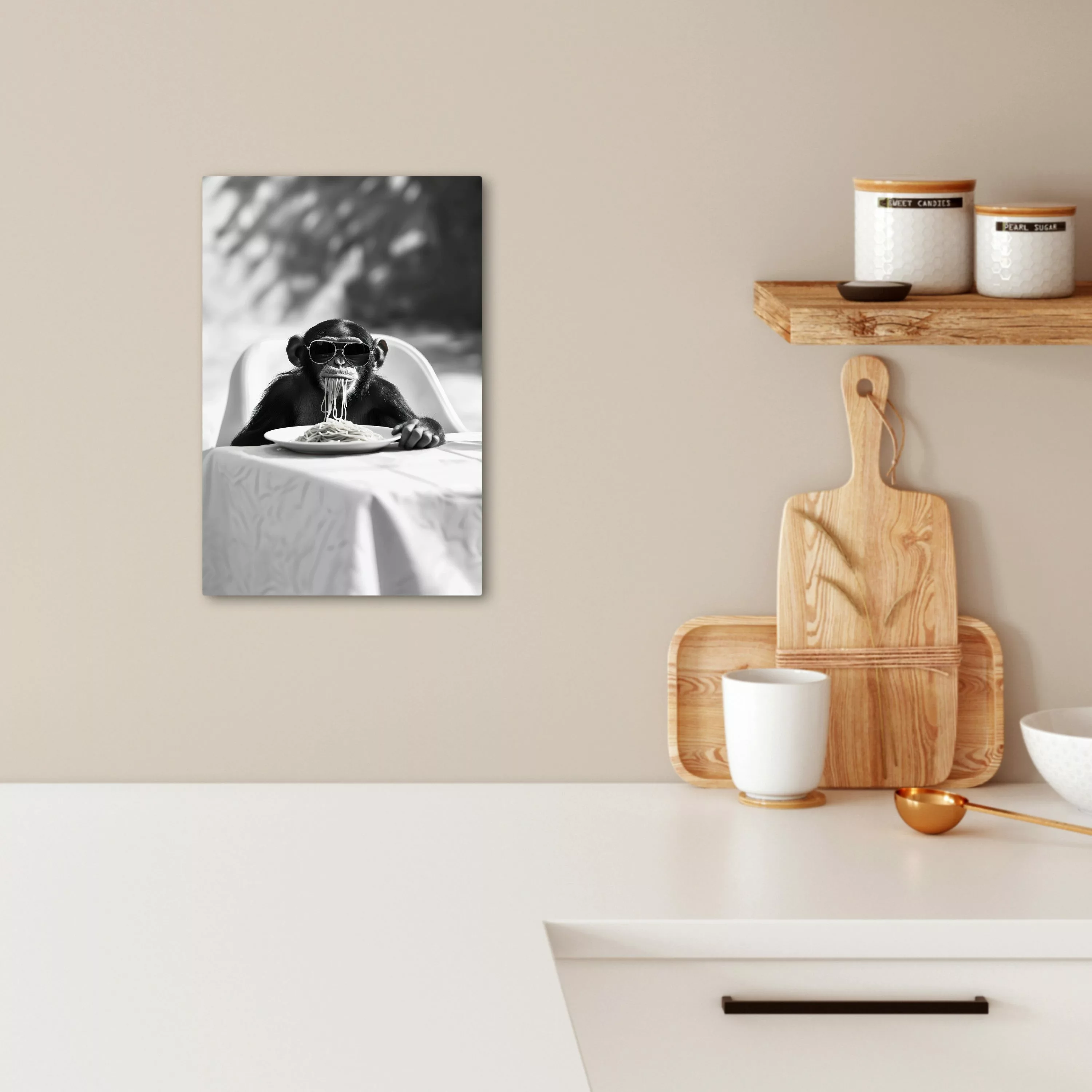 OneMillionCanvasses® Leinwandbild Affe - Spaghetti - günstig online kaufen