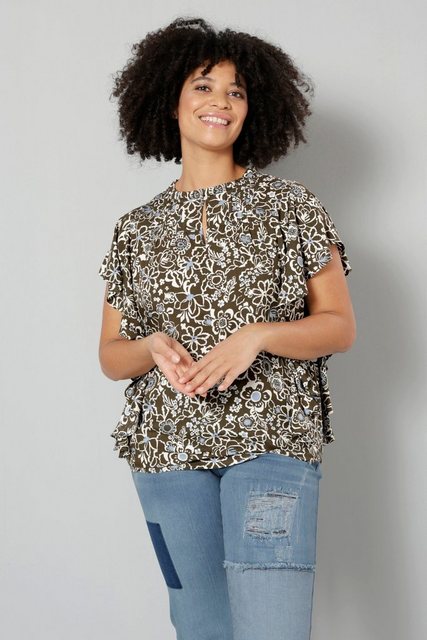 Sara Lindholm Druckbluse Bluse Blütenmuster seitliche Rüsche günstig online kaufen