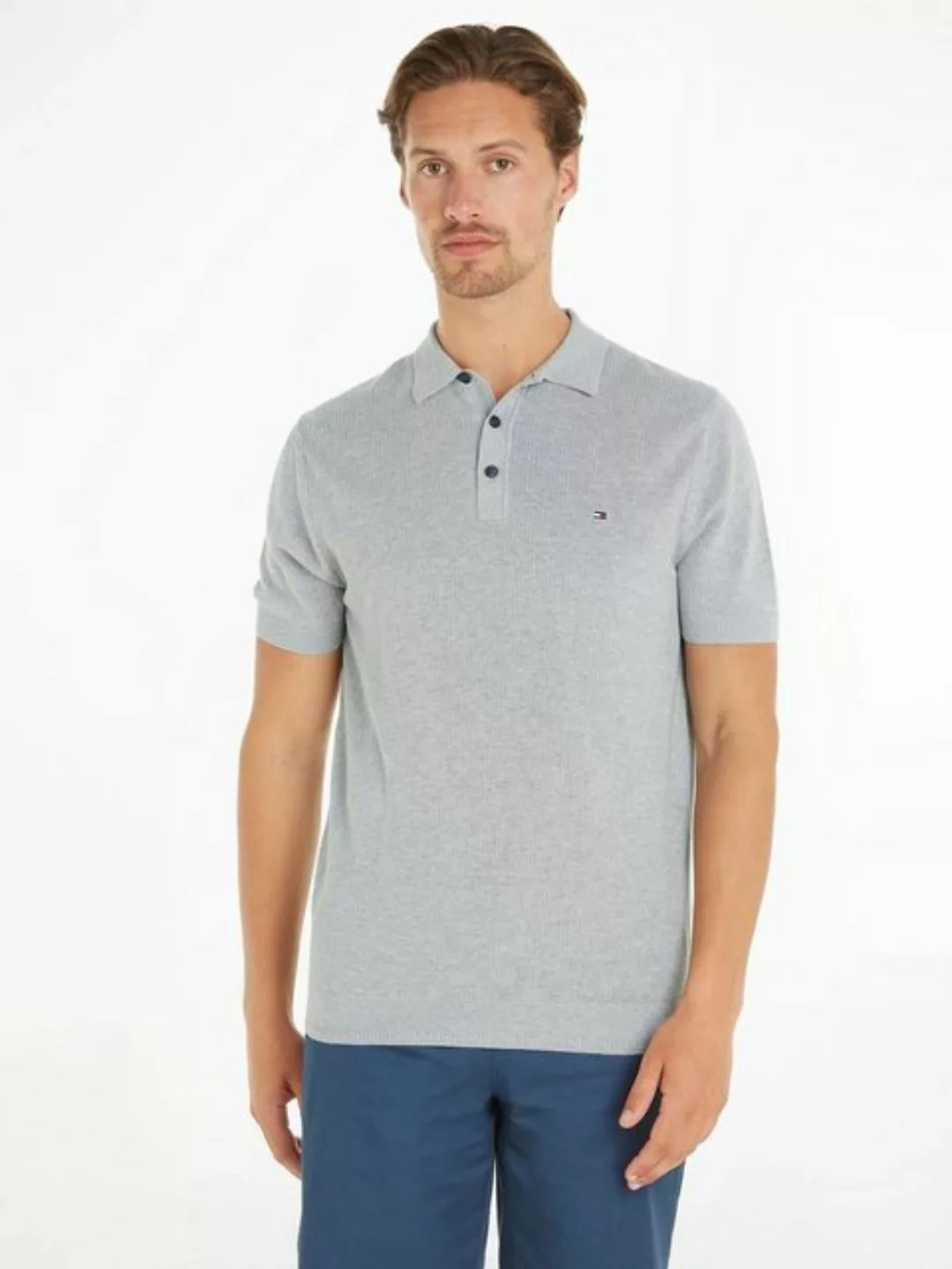 Tommy Hilfiger Poloshirt CHAIN RIDGE STRUCTURE SS POLO mit Logostickerei au günstig online kaufen