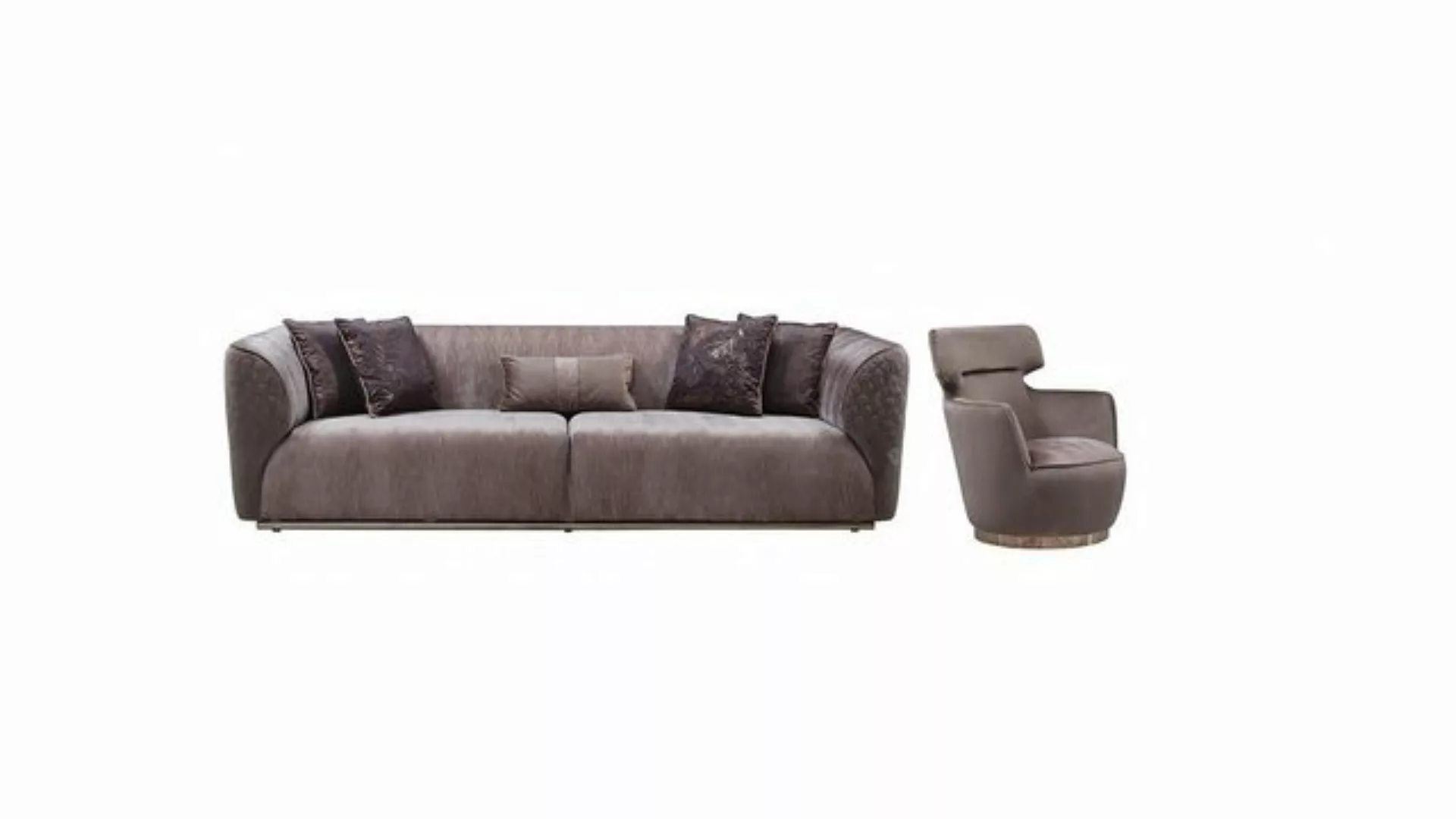 Xlmoebel 3-Sitzer Graues 3-Sitzer Stoffsofa mit Sessel und Polsterung, 2 Te günstig online kaufen