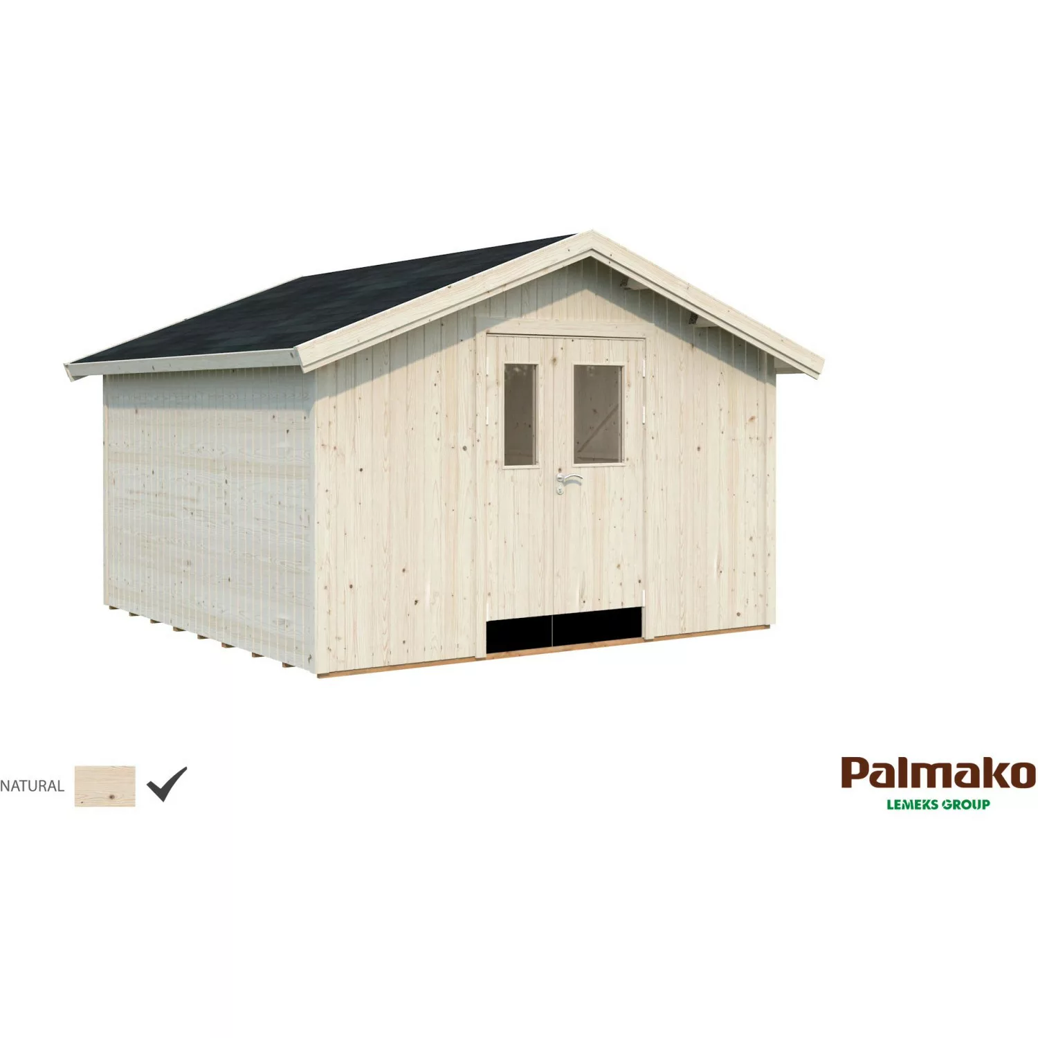 Palmako Lucas Holz-Gartenhaus/Gerätehaus Natur Satteldach Unbehandelt 348 c günstig online kaufen