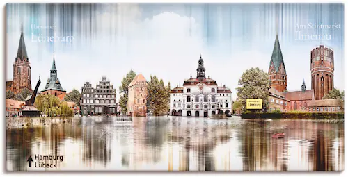 Artland Leinwandbild "Lüneburg Skyline Abstrakte Collage", Deutschland, (1 günstig online kaufen