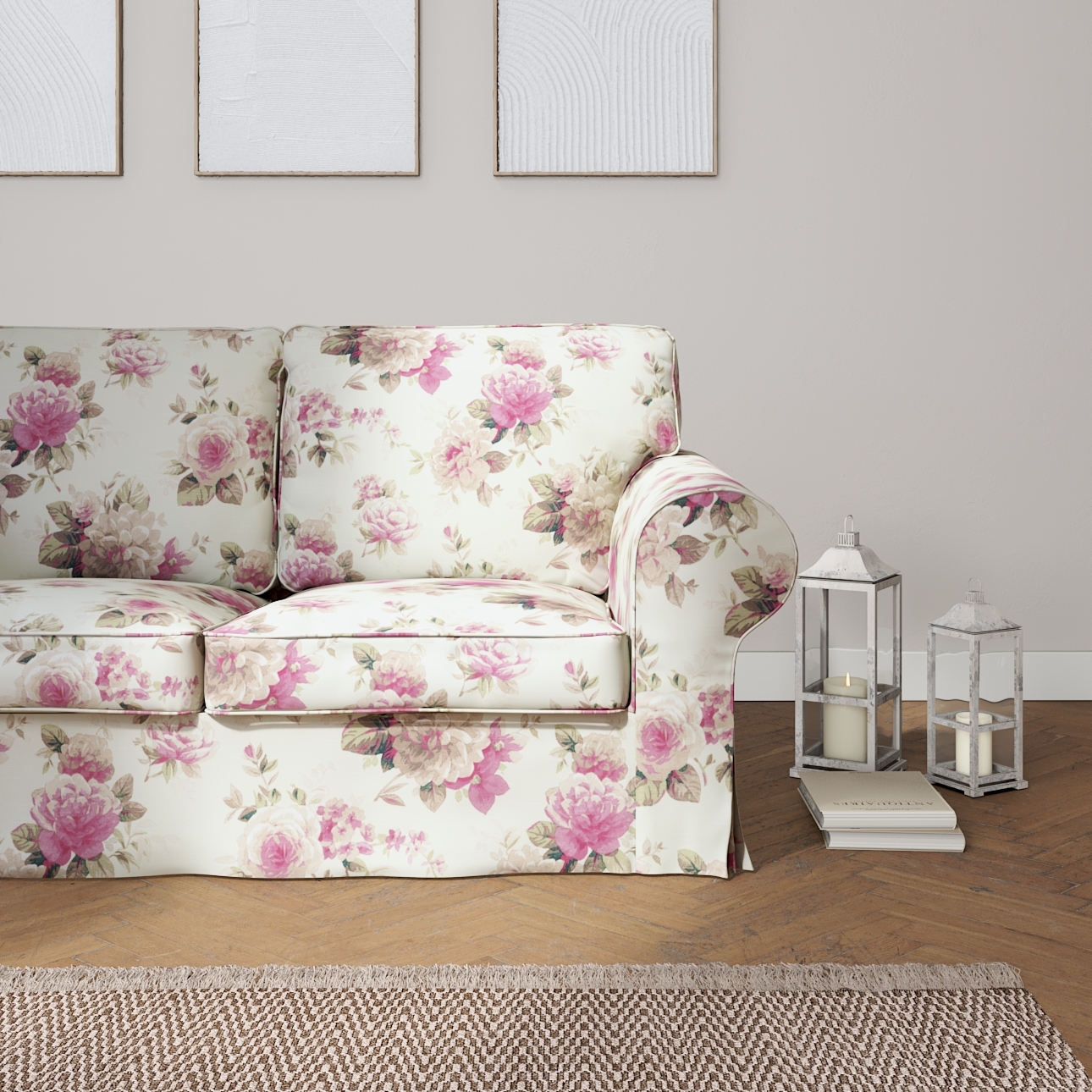 Bezug für Ektorp 2-Sitzer Sofa nicht ausklappbar, beige- rosa, Sofabezug fü günstig online kaufen