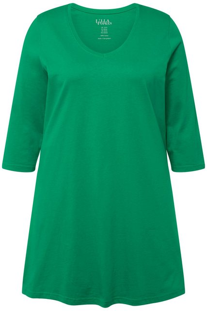 Ulla Popken Longshirt Longshirt A-Linie V-Ausschnitt 3/4-Arm günstig online kaufen