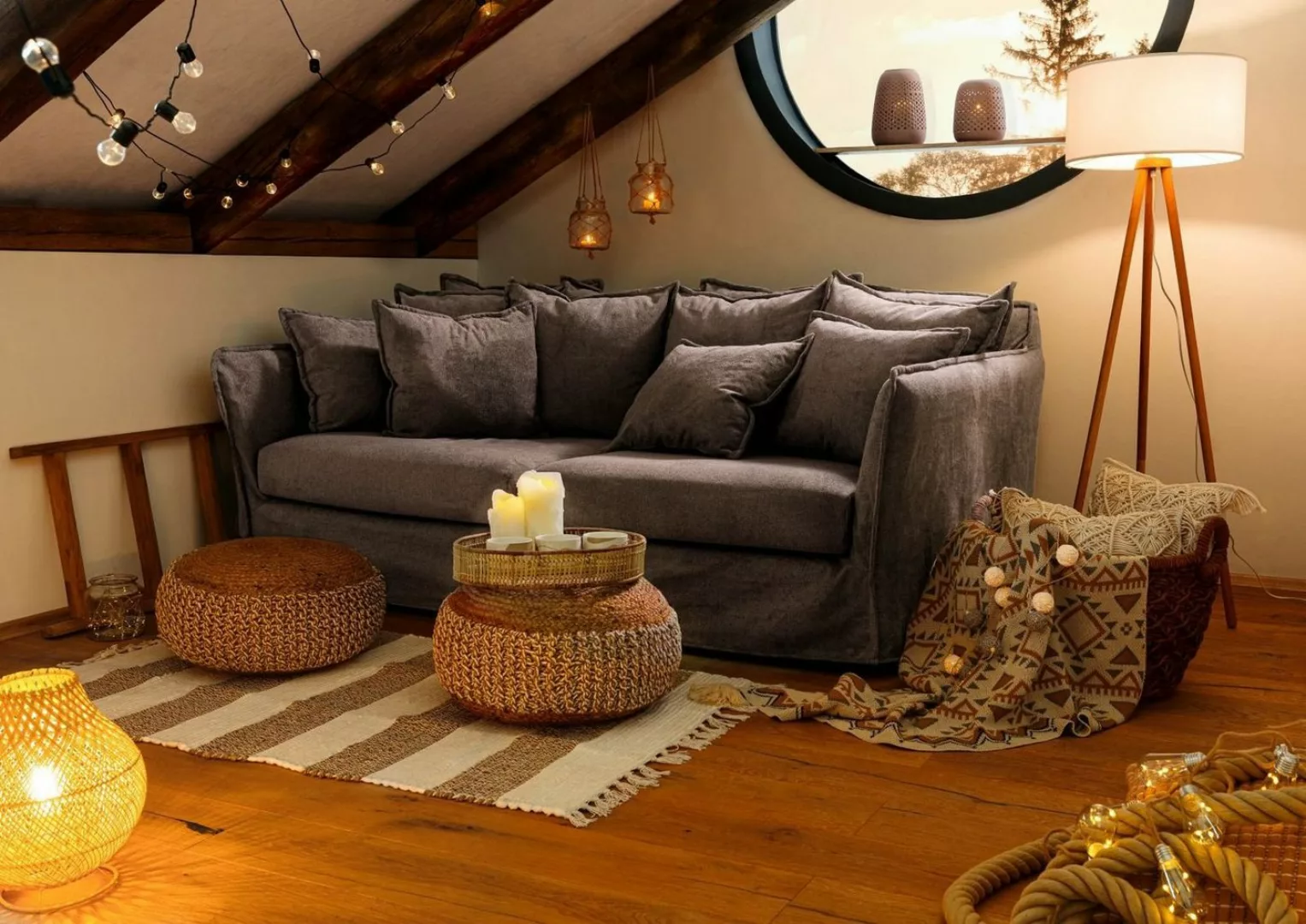 Massivmoebel24 Sofa Sofa 2-Sitzer 210x140x88 taupe AMY günstig online kaufen