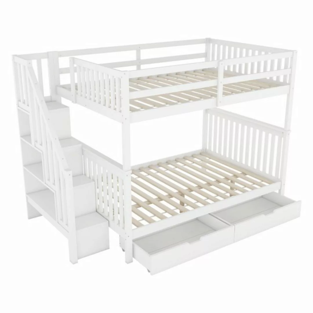 MODFU Etagenbett Kinderbett (Treppenregal, ausgestattet mit zwei Schubladen günstig online kaufen