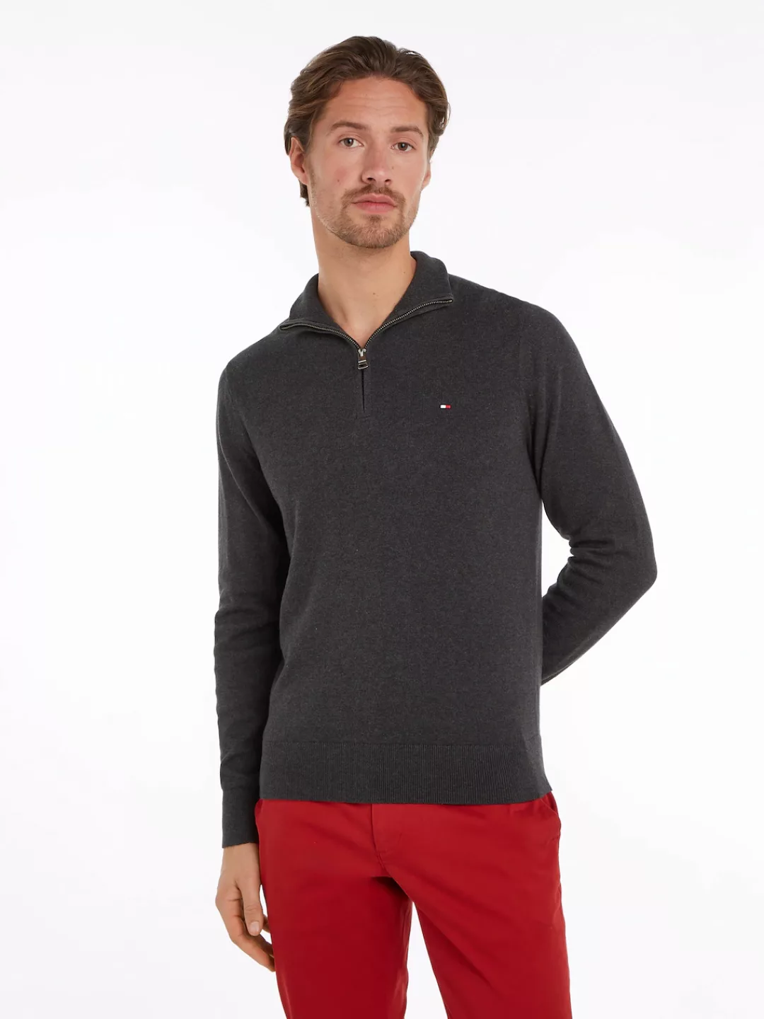 Tommy Hilfiger Half Zip Pullover Anthrazit - Größe XXL günstig online kaufen