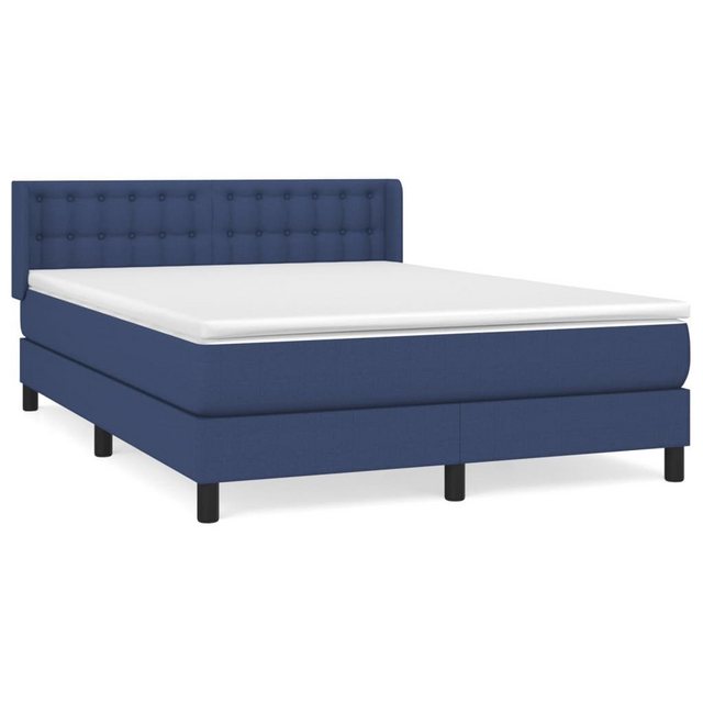 vidaXL Boxspringbett Boxspringbett mit Matratze Blau 140x200 cm Stoff Bett günstig online kaufen