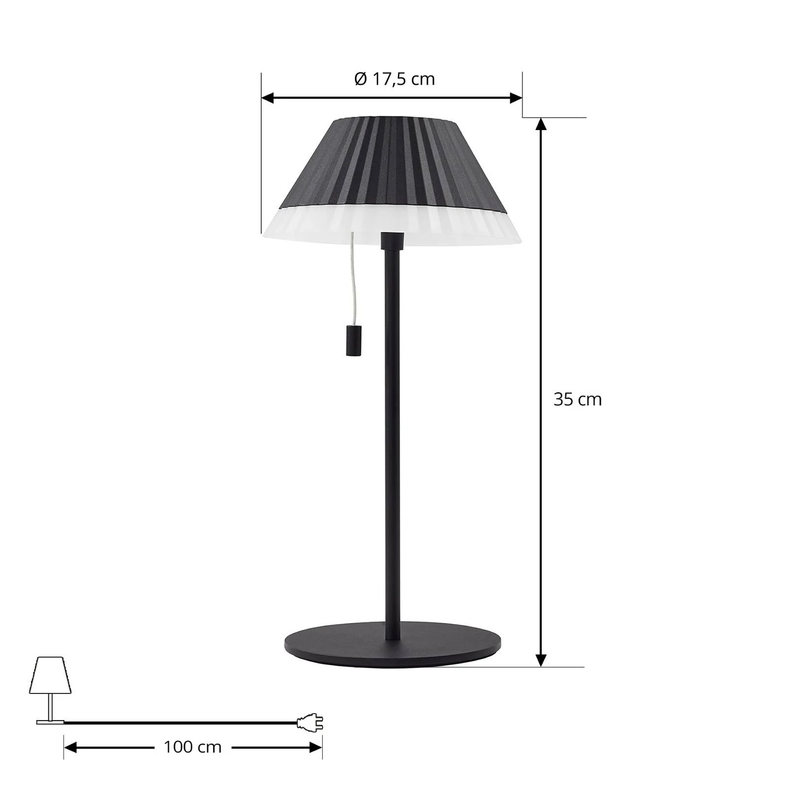 Lindby LED-Akku-Tischleuchte Ilvi, schwarz, Alu, Ø 17,5 cm günstig online kaufen