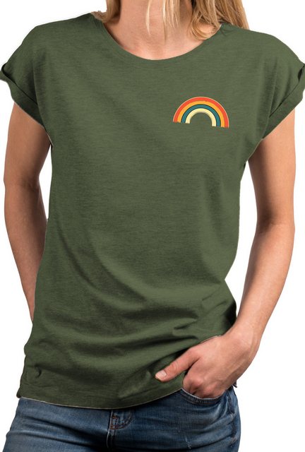 MAKAYA T-Shirt mit Regenbogen Damen Top Rainbow Sommer Tunika Stylisch Eleg günstig online kaufen