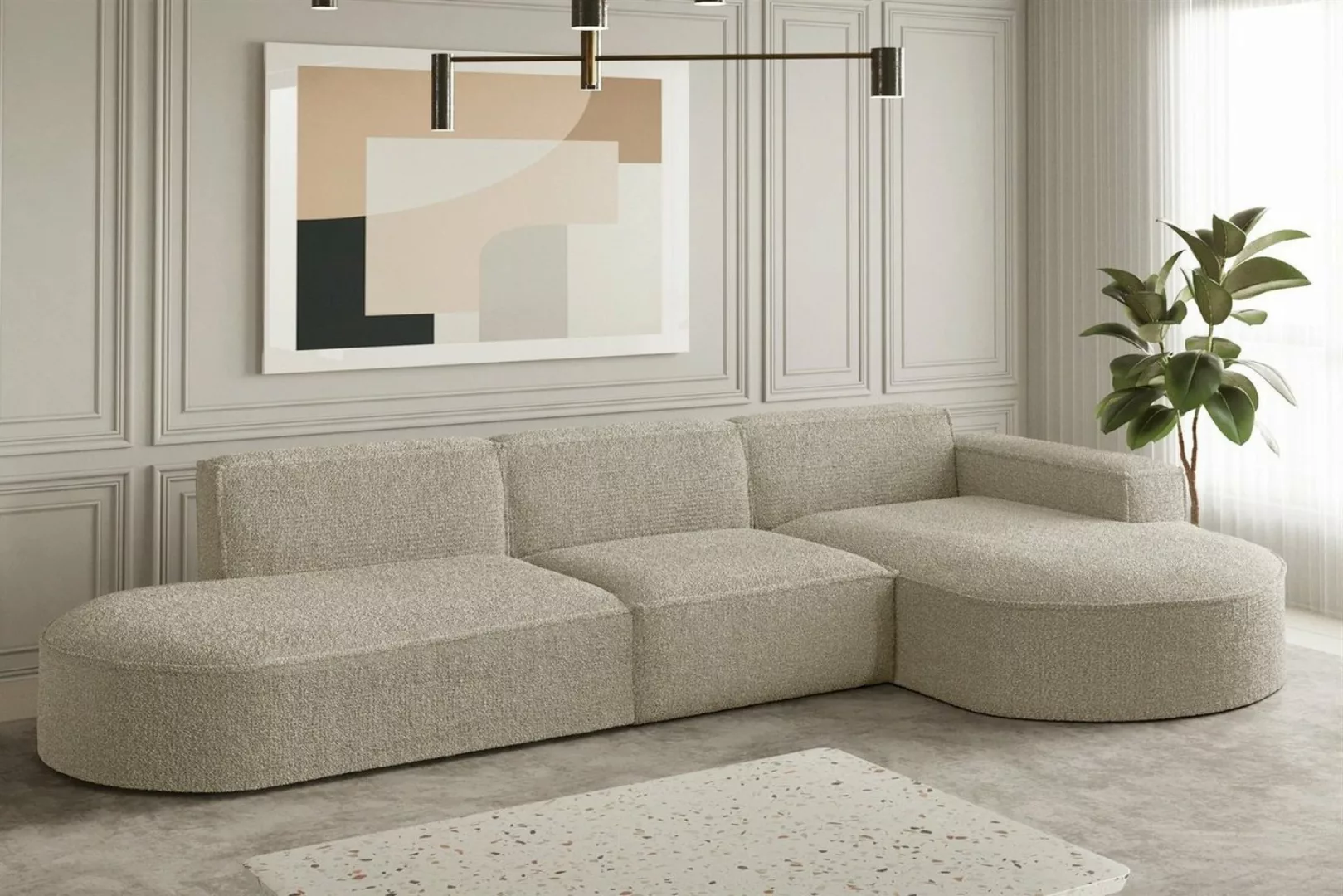 Fun Möbel Ecksofa Ecksofa Designersofa PALMA mit Ottomane in Stoff Opera Ve günstig online kaufen