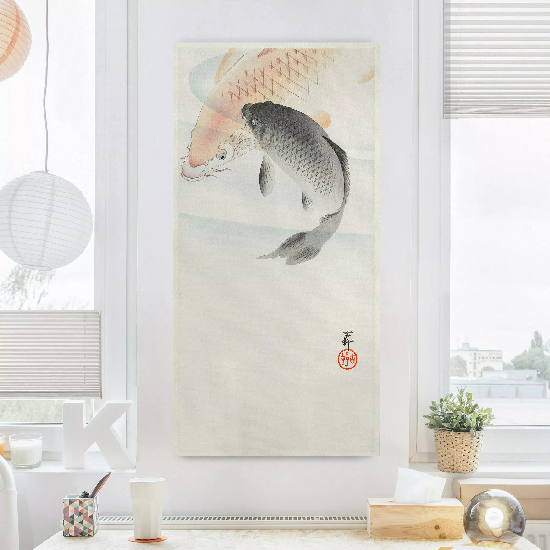 Leinwandbild Vintage Illustration Asiatische Fische I günstig online kaufen