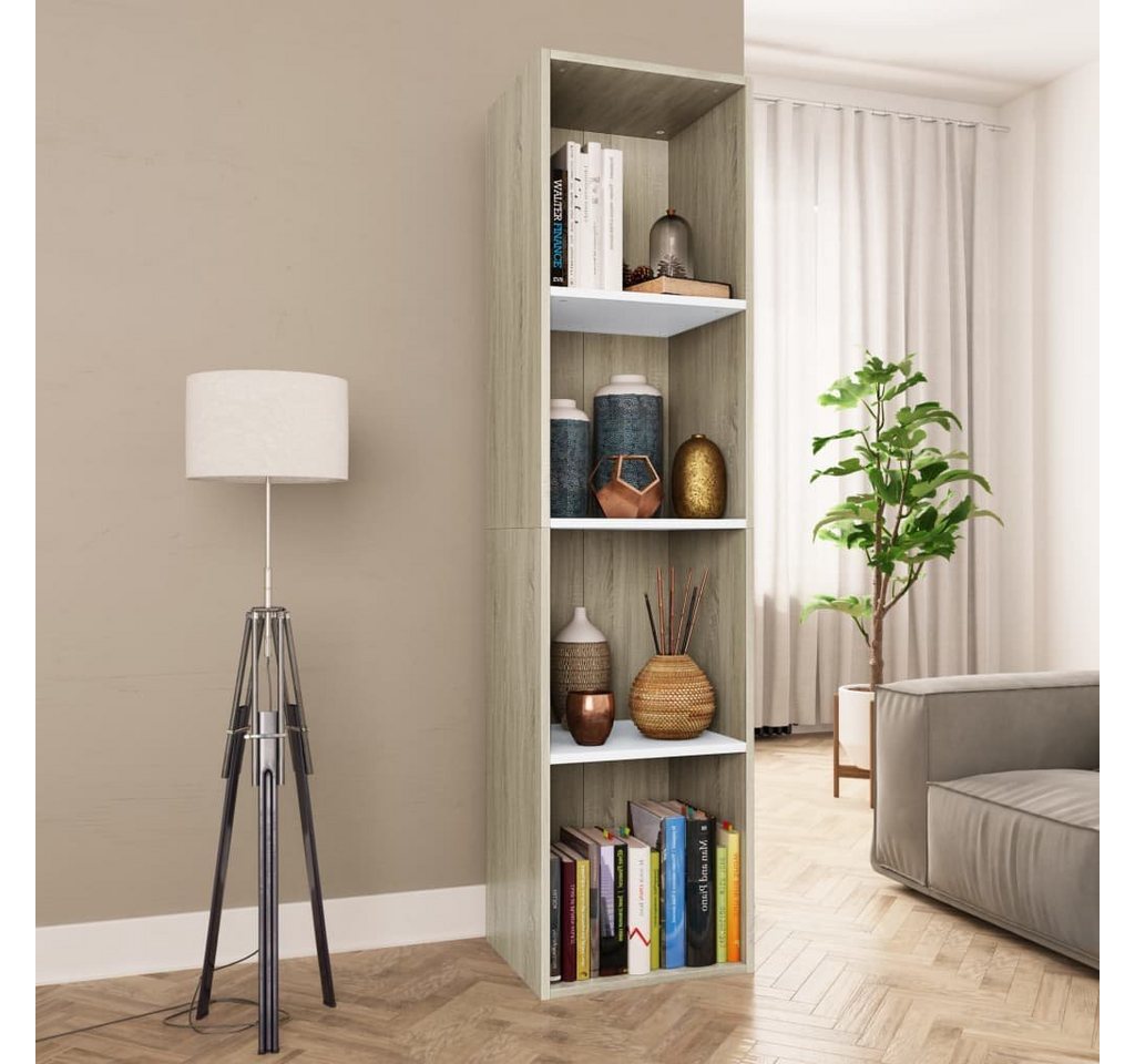 furnicato Bücherregal Bücherregal/TV-Schrank Weiß Sonoma-Eiche 36x30x143 cm günstig online kaufen