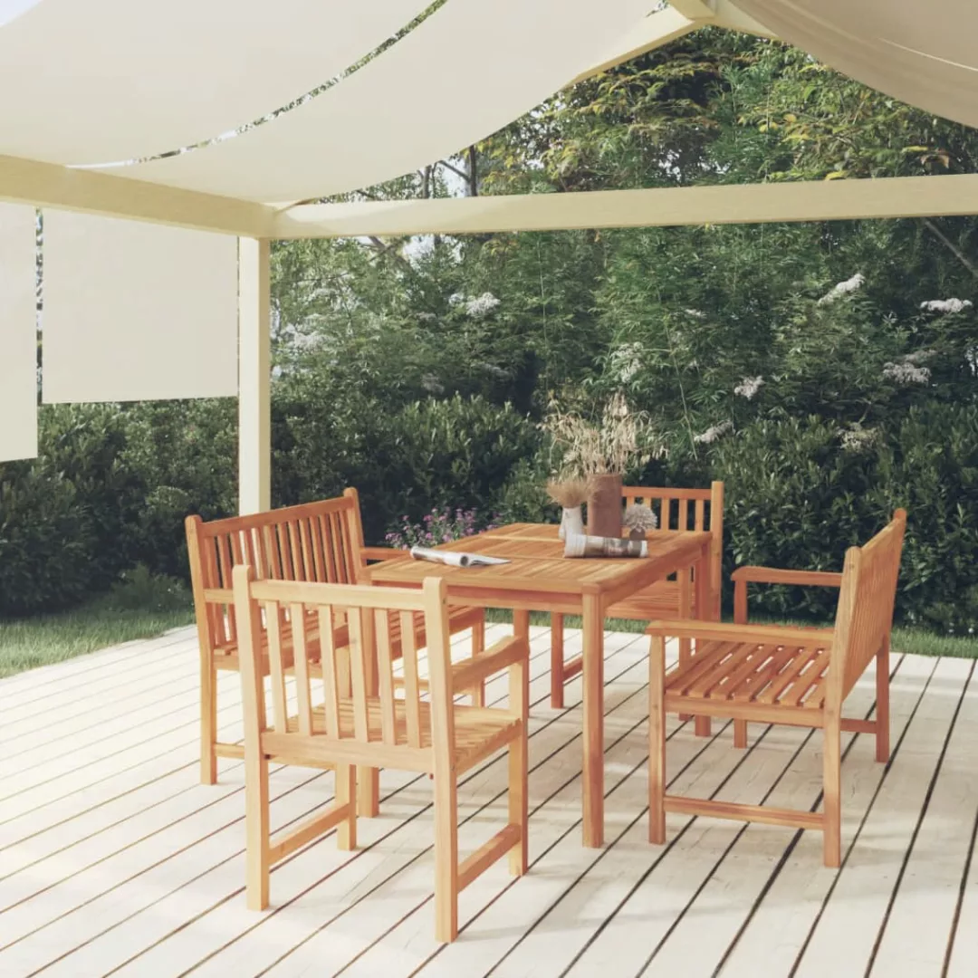 Vidaxl 5-tlg. Garten-essgruppe Massivholz Teak günstig online kaufen