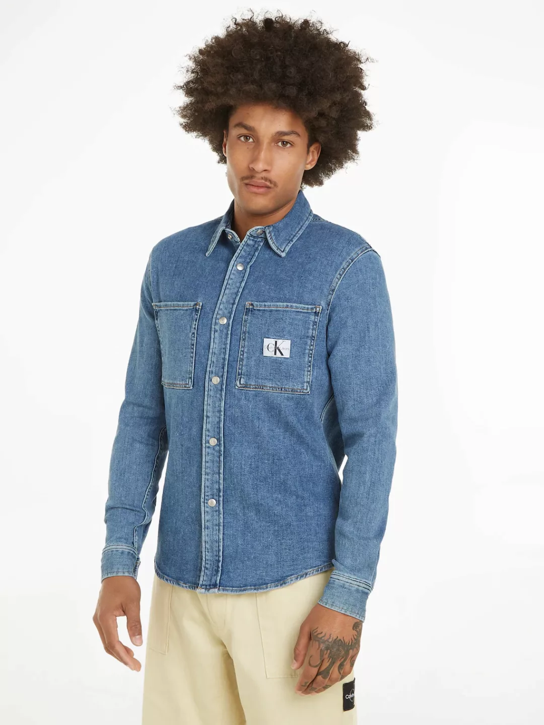 Calvin Klein Jeans Jeanshemd LINEAR SLIM DENIM SHIRT mit Calvin Klein Logo- günstig online kaufen