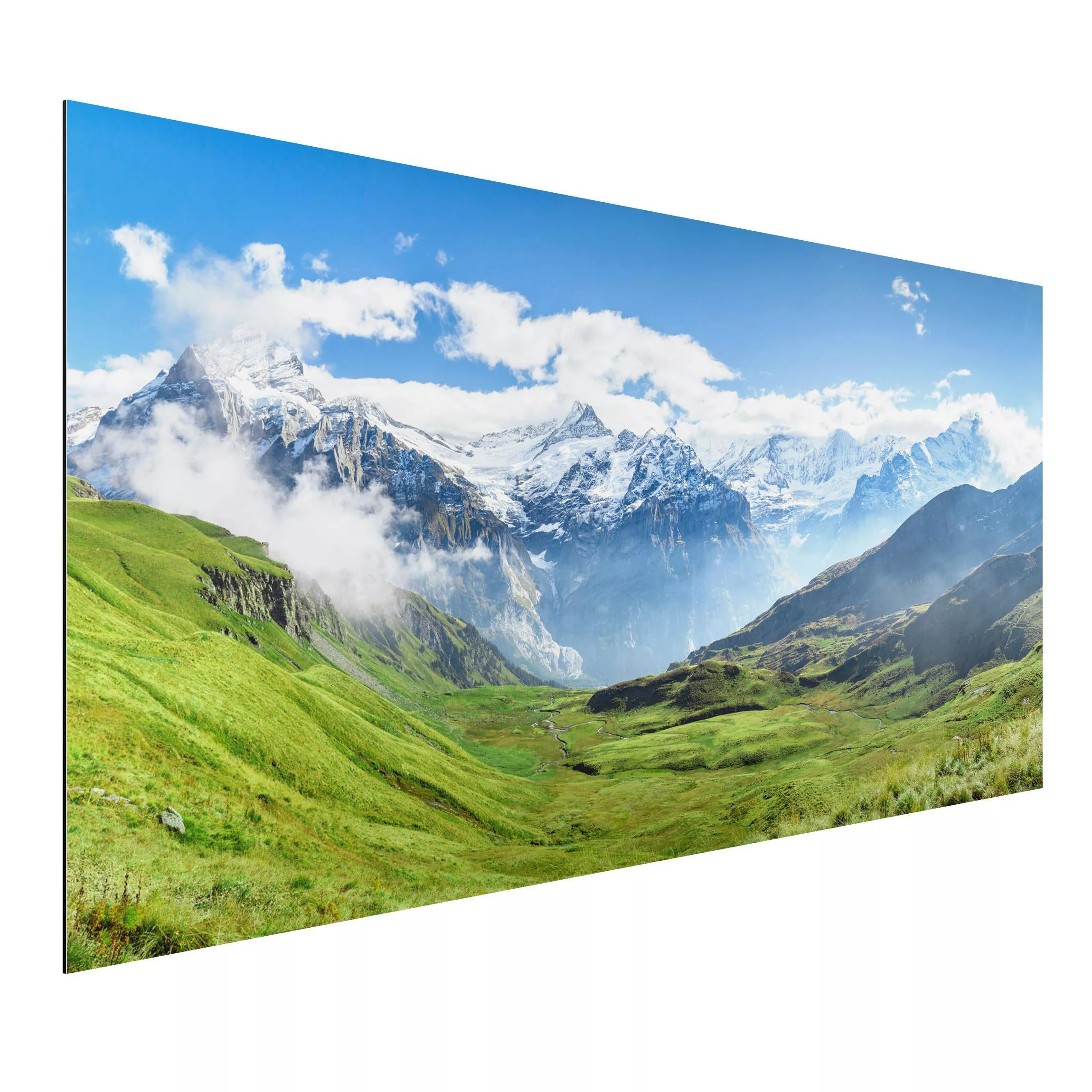 Alu-Dibond Bild Schweizer Alpenpanorama günstig online kaufen