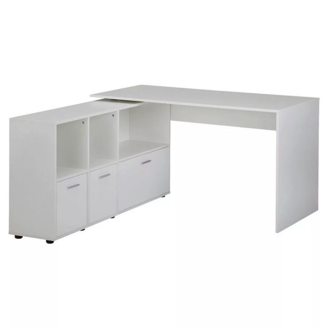 Schreibtischkombination 136 x 75,5 x 155,5 cm Weiß | Schreibtisch mit Sideb günstig online kaufen